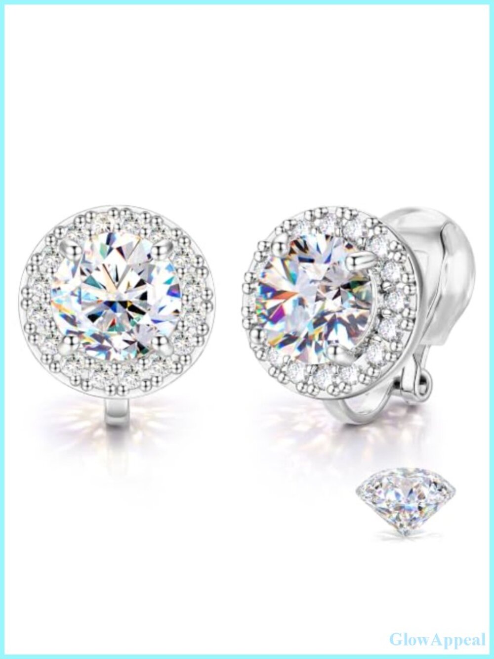 Moissanite Clip On Earrings Hypoallergenic Non Pierced 2ct